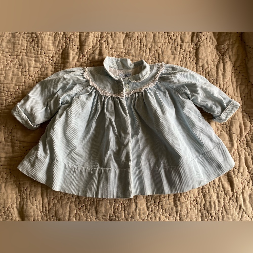Adorable Light Blue Corduroy Baby Girl Coat